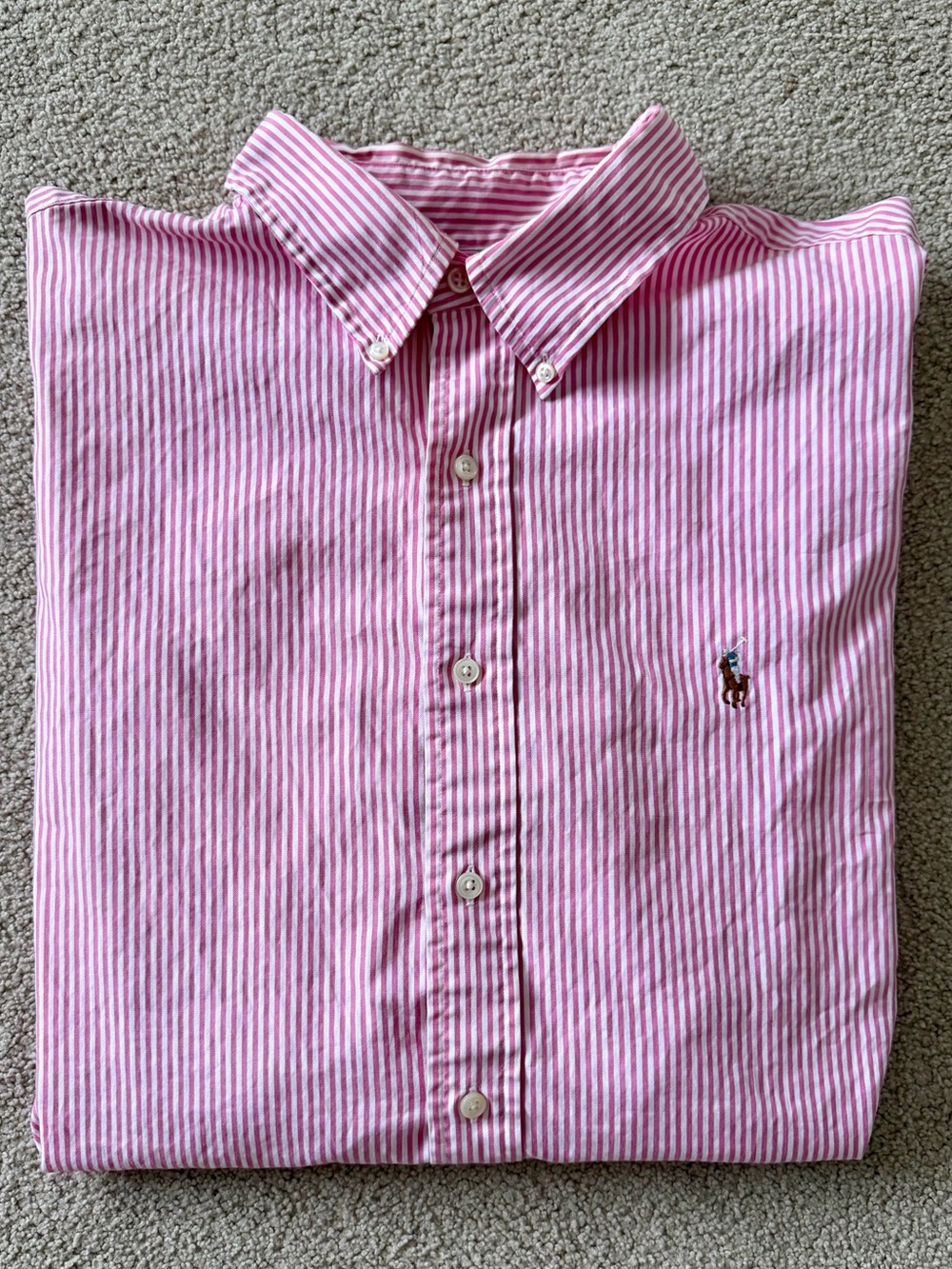 Men’s Ralph Lauren Pink & White Striped Button-Down Shirt